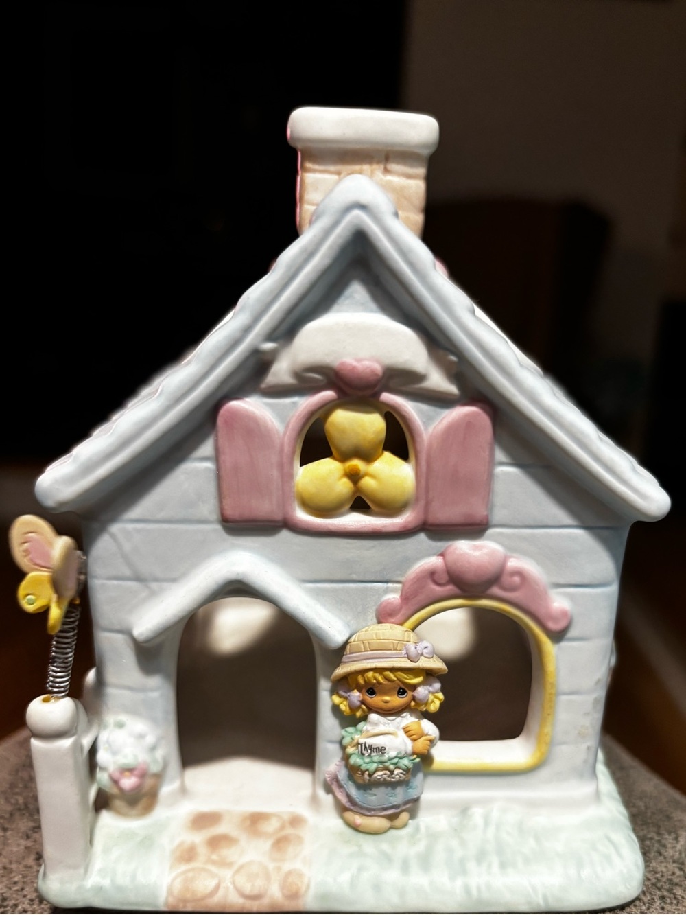 Precious Moments porcelain village candle holder.